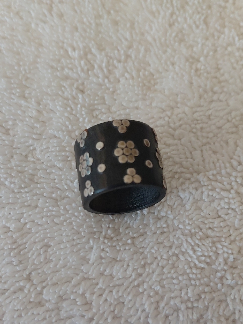 Dark Brown Floral Dome Wide Band Ring - Unbranded